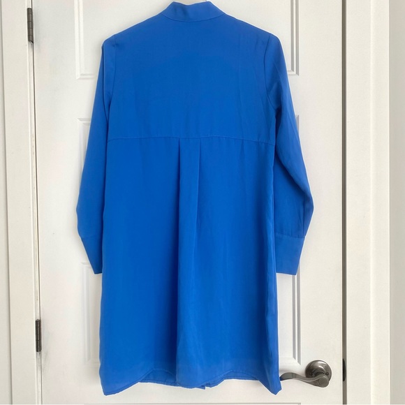 Royal Blue Concealed Buttons Shirt Dress Tunic Size Small - Picture 4 of 4